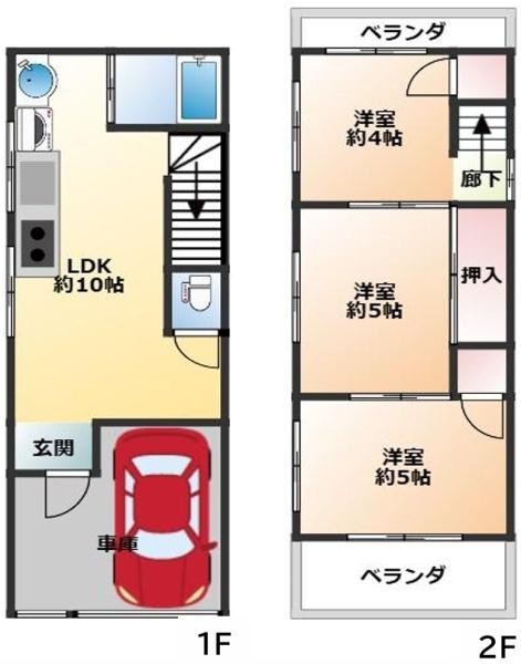 堺市堺区旭ヶ丘北町3丁　中古戸建 間取図・土地図
