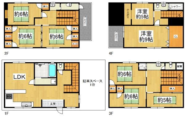 大阪市住吉区東粉浜3丁目　中古戸建 間取図・土地図