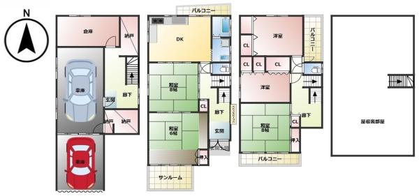 堺市堺区北波止町　中古戸建 間取図・土地図