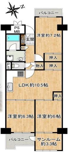 近鉄南港ガーデンハイツ24号棟 間取図・土地図