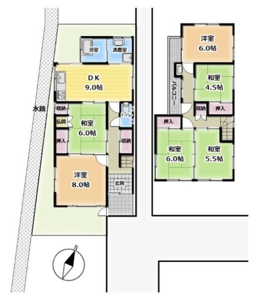 京都市山科区厨子奥苗代元町　古家付売土地 間取図・土地図