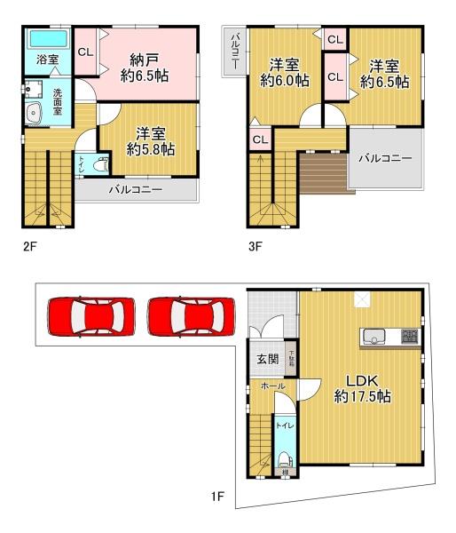 大阪市淀川区加島2丁目　中古戸建 間取図・土地図