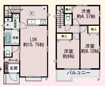 大阪市鶴見区中茶屋1丁目B号棟　新築戸建 間取図・土地図