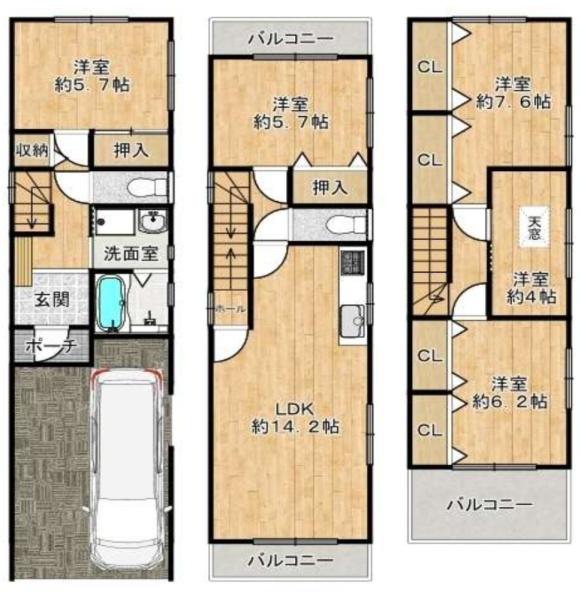 大阪市生野区田島2丁目　中古戸建 間取図・土地図