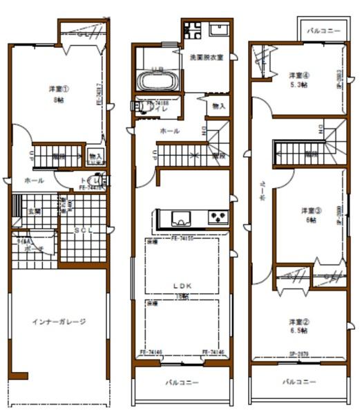 堺市南区深阪南　中古戸建 間取図・土地図