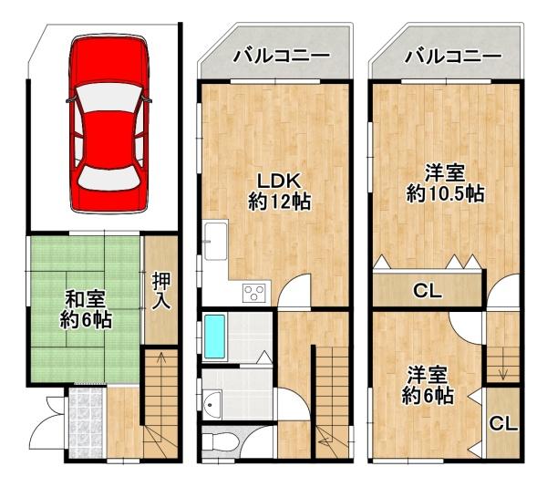 松原市河合3丁目　中古戸建 間取図・土地図