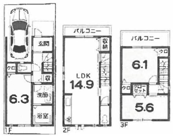 京都市東山区稲荷町南組　中古戸建 間取図・土地図