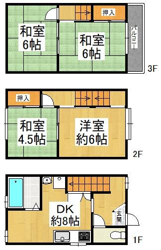 大阪市平野区平野東1丁目　中古戸建 間取図・土地図