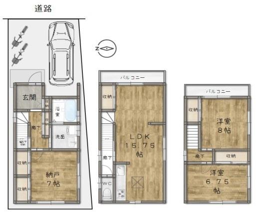 京都市中京区西ノ京左馬寮町　中古戸建 間取図・土地図