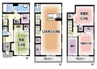 大阪市東淀川区瑞光5丁目　中古戸建 間取図・土地図