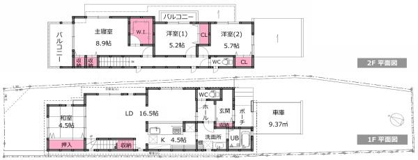 堺市美原区平尾　中古戸建 間取図・土地図