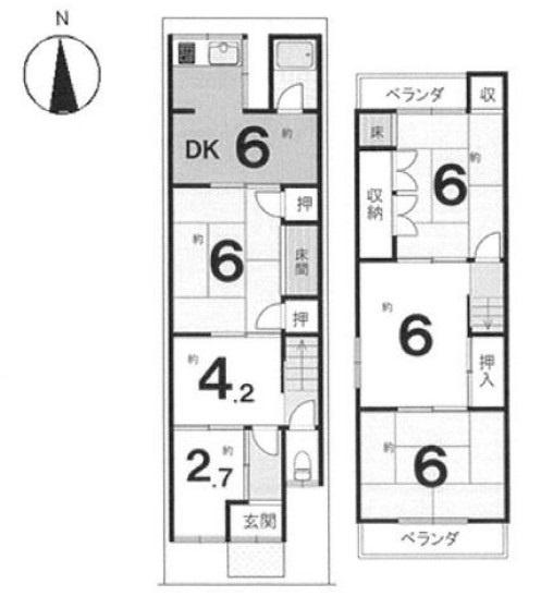 京都市南区唐橋高田町　中古戸建 間取図・土地図
