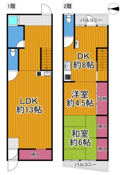 大阪市平野区加美西2丁目　中古戸建 間取図・土地図