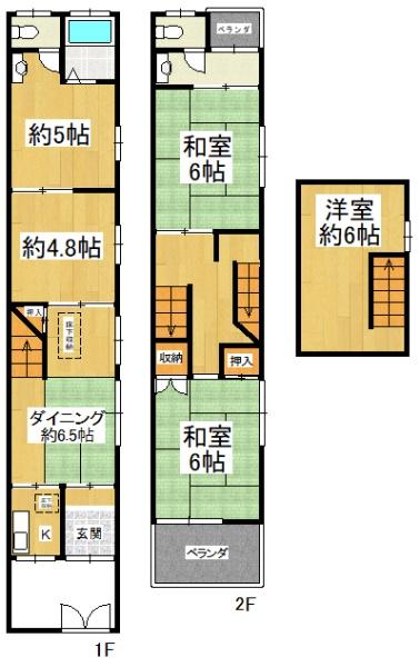 大阪市住之江区西加賀屋2丁目　中古戸建 間取図・土地図