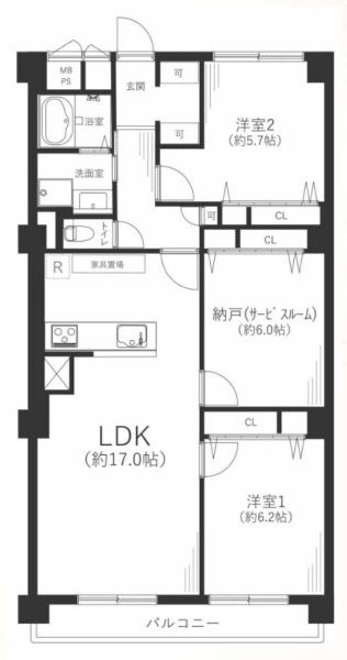 プラザ歌島B棟 間取図・土地図