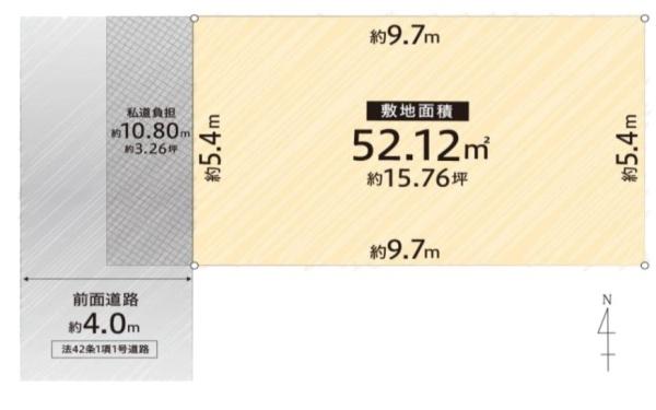 大阪市東住吉区今川4丁目　売土地 間取図・土地図