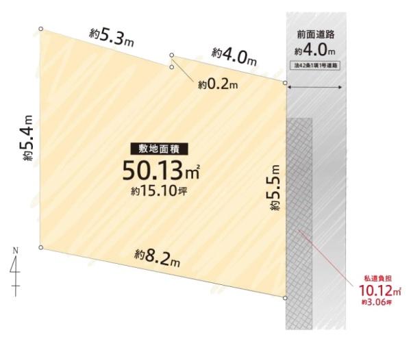 大阪市東住吉区西今川2丁目　売土地 間取図・土地図