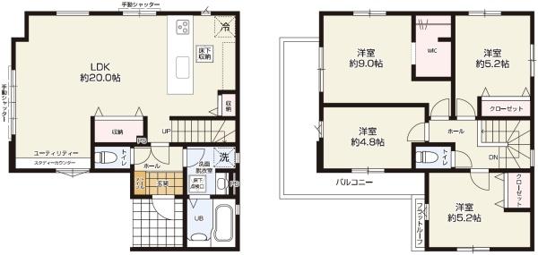 堺市西区浜寺船尾町西2丁　新築戸建 間取図・土地図