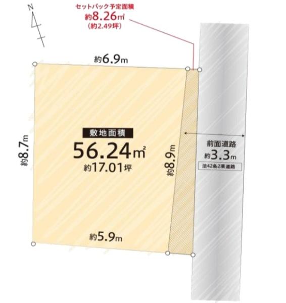 大阪市旭区中宮3丁目　C号地　売土地 間取図・土地図