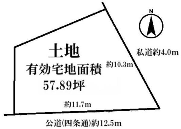 京都市右京区梅津後藤町　建築条件無売土地 間取図・土地図