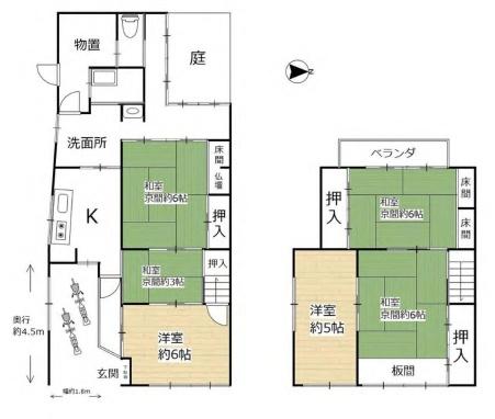 京都市中京区西ノ京中御門東町　中古戸建 間取図・土地図