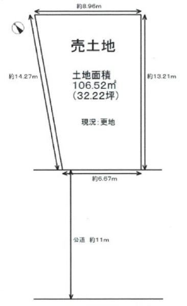 京都市左京区北白川上池田町　建築条件無売土地 間取図・土地図
