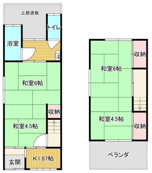 堺市北区野遠町　中古テラスハウス 間取図・土地図
