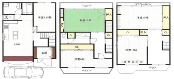 大阪市住吉区長居東3丁目　中古戸建 間取図・土地図