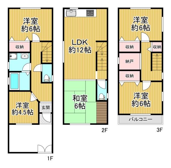 大阪市西成区千本北2丁目　中古戸建 間取図・土地図