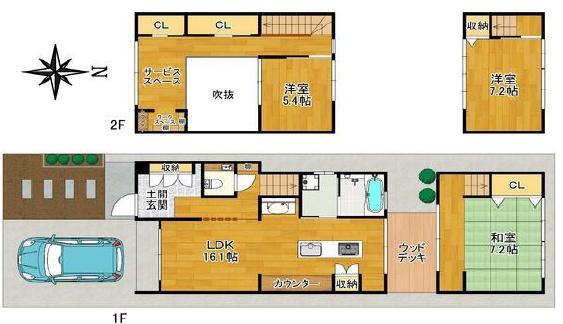 京都市北区紫竹上芝本町　中古戸建 間取図・土地図