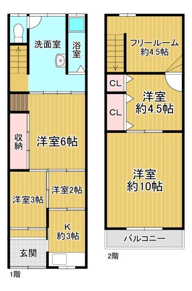 尼崎市崇徳院3丁目　中古テラス 間取図・土地図