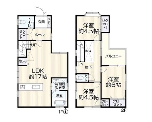 堺市西区草部　中古戸建 間取図・土地図