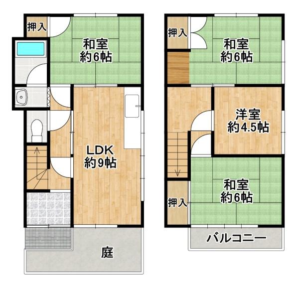 堺市北区百舌鳥赤畑町5丁　中古戸建 間取図・土地図