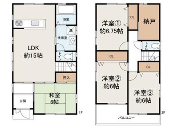 堺市南区御池台4丁　中古戸建 間取図・土地図