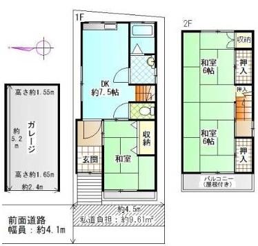 大阪市阿倍野区晴明通　中古戸建 間取図・土地図