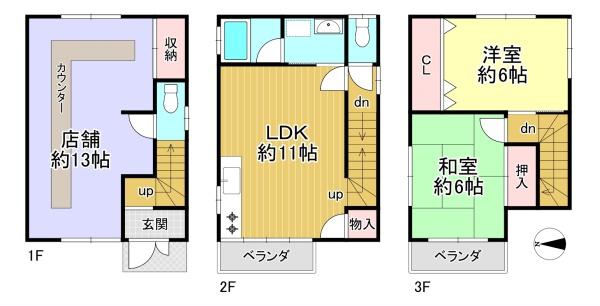 上京区仁和寺街道御前通西入下横町　中古戸建 間取図・土地図