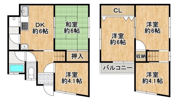堺市中区東八田　中古戸建 間取図・土地図