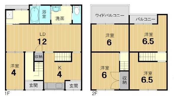 京都市右京区西京極堤下町　中古テラスハウス 間取図・土地図