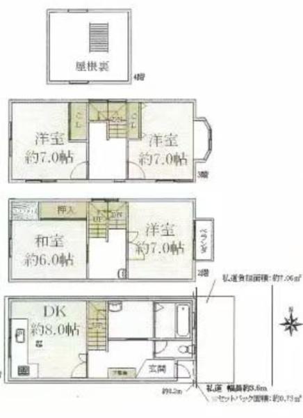 大阪市西成区長橋1丁目　中古戸建 間取図・土地図
