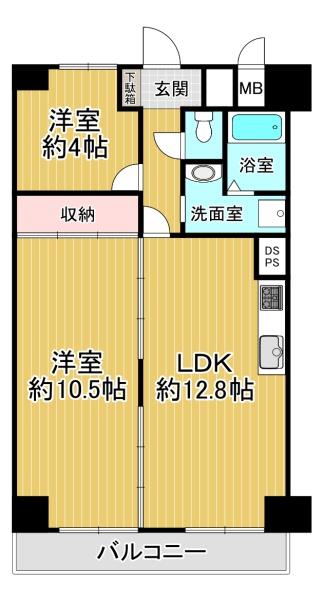 五条ローズハイツA棟 間取図・土地図