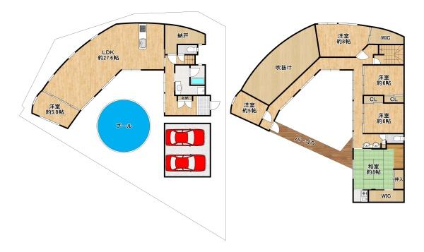 堺市南区若松台3丁　中古戸建 間取図・土地図