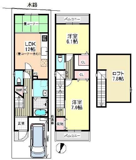 京都市右京区梅津開キ町　新築戸建 間取図・土地図