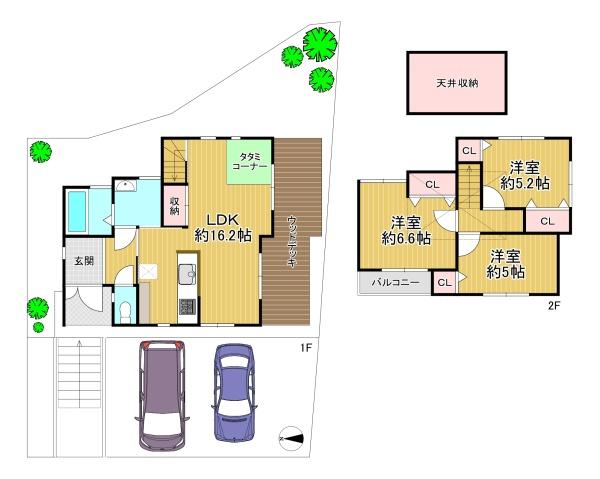 京都市左京区岩倉花園町　中古戸建 間取図・土地図