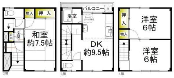 大阪市西区境川１丁目　中古テラスハウス 間取図・土地図