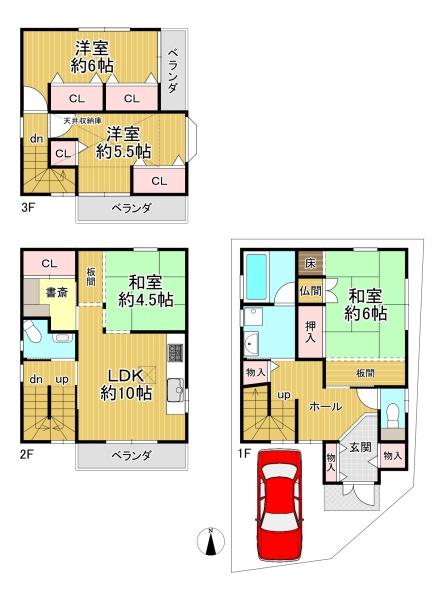 京都市山科区西野今屋敷町　中古戸建 間取図・土地図