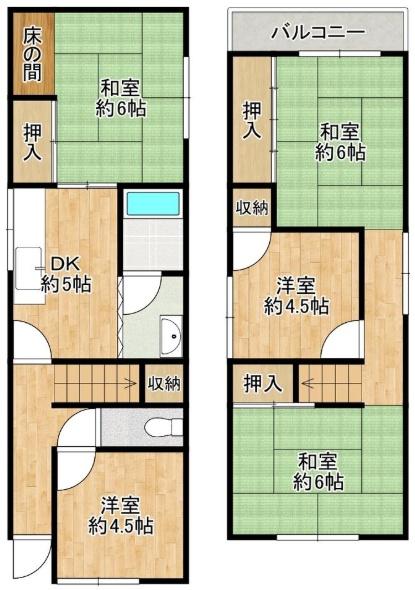 堺市北区南花田町　中古戸建 間取図・土地図