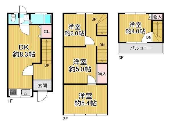 堺市堺区香ヶ丘町4丁　中古テラス 間取図・土地図