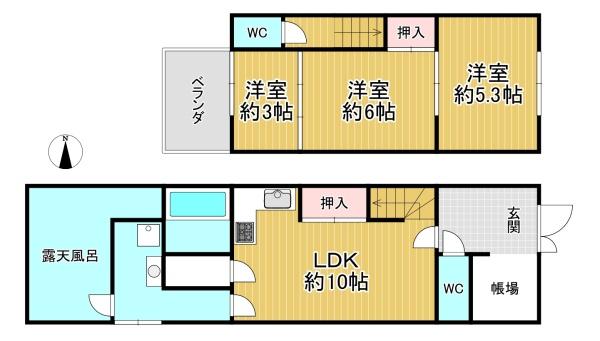 伏見区深草直違橋北1丁目　中古戸建 間取図・土地図