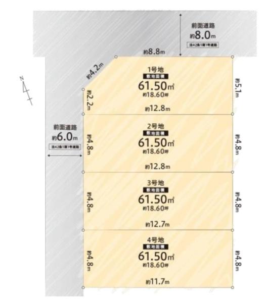 大阪市住之江区中加賀屋4丁目　1号地　売土地 間取図・土地図