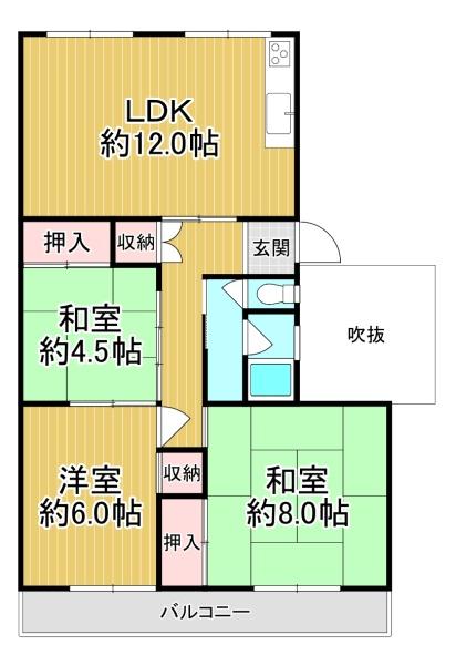 河内松原団地A2号棟 間取図・土地図